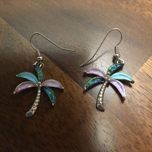 Teal and lavender colored fashion earrings